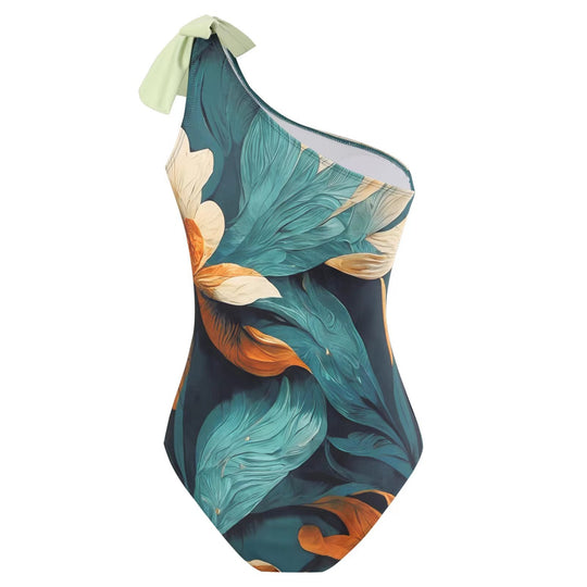 R&B | Damen Badeanzug-Set mit Elegantem Asymmetrischen Design und Verspieltem Rockdetail
