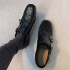 Damen Elegante Schnürschuhe mit doppeltem Schnallenverschluss und perforiertem Design R&B