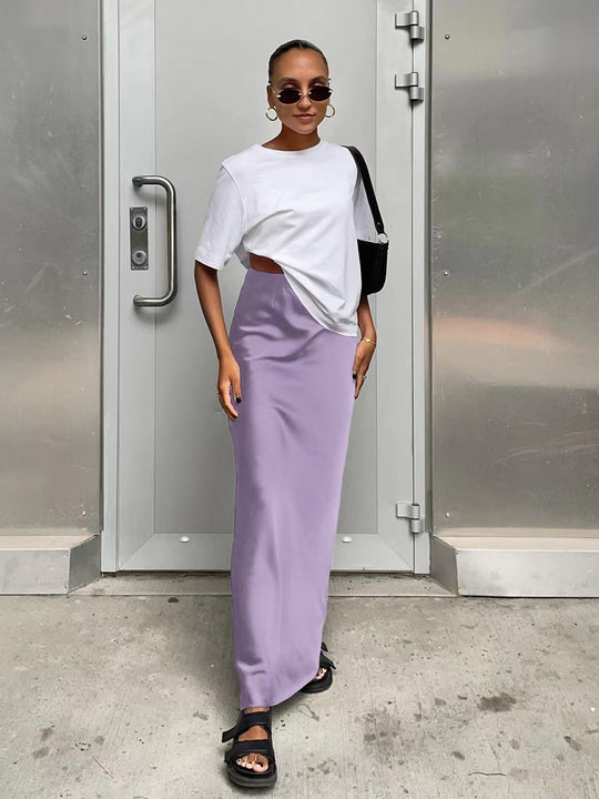 Damen elegantes Maxikleid mit asymmetrischem Schnitt und dekorativem Überwurf R&B