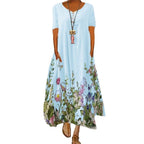 Damen Maxikleid mit floralem Print und seitlichen Taschen R&B