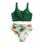 Damen Bikini-Set mit knotenförmigem Oberteil und hohem Bund R&B