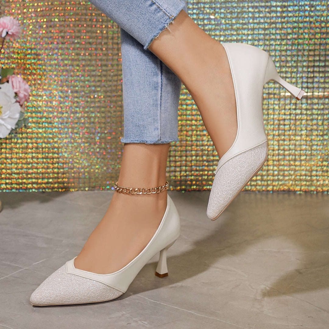 Damen nan spitze Pumps mit strukturierter Vorderkappe, geschwungener Pfennigabsatz und gepolstertem Komfortfußbett R&B
