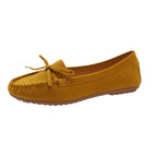 Damen Casual Wildleder Mokassin Ballerinas mit Dekorativer Schleife R&B