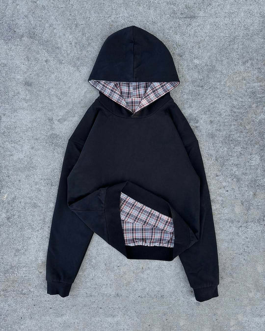 Damen Kapuzenpullover mit modernem Karo-Futter R&B