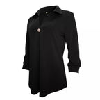 Damen Langarm Bluse mit elegantem V-Ausschnitt und dekorativen Falten R&B