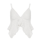 Damen Freizeit Top mit verspieltem Rüschen-Design und Spaghetti-Trägern R&B