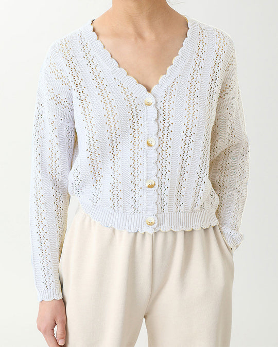 Damen Strickcardigan mit femininer Rüsche und Knopfdetails R&B