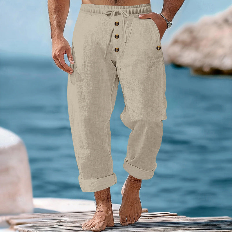 Herren lockere Strandhose mit verstellbarem Kordelzug und praktischen Seitentaschen R&B