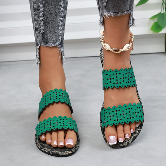 Damen Komfortable Slides mit modischen Cut-Out-Riemen R&B