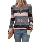 Damen Langarmshirt mit schimmernden Streifen und Knopfdetails R&B