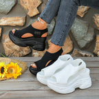 Damen Wellness-Sandalen mit atmungsaktivem Strickoberteil und rutschfester Sohle R&B