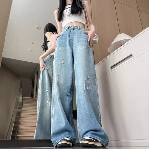 Damen Weite Bootcut-Jeans mit modischem Destroyed-Effekt R&B