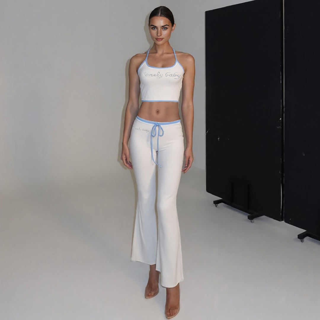 Damen Sportliches Zweiteiler-Set mit bra und weit geschnittener Hose R&B