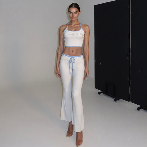 Damen Sportliches Zweiteiler-Set mit bra und weit geschnittener Hose R&B