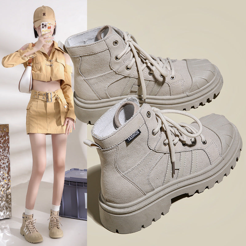 Damen Hochformat Sneaker aus robustem Textil mit trendiger Profilsohle R&B