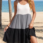 Damen luftiges Sommerkleid mit modischem Farbverlauf und verstellbaren Trägern R&B