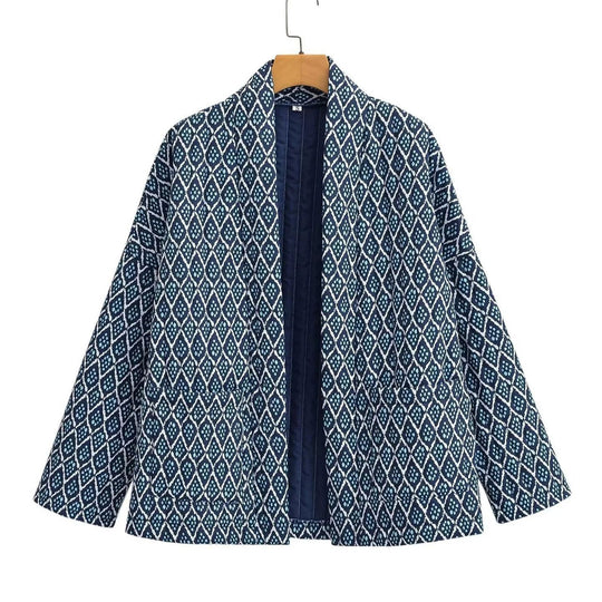 Damen Kimono-Jacke mit elegantem Muster und lockerer Passform R&B