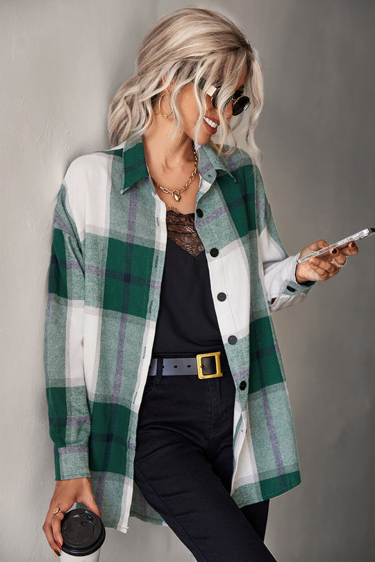 Damen Hemdenjacke im karierten Design mit großen Taschen und komfortablem Schnitt R&B