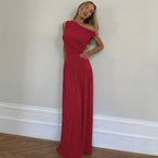 Damen Langarm Maxikleid mit asymmetrischem Schnitt und komfortablem Taillenbereich R&B