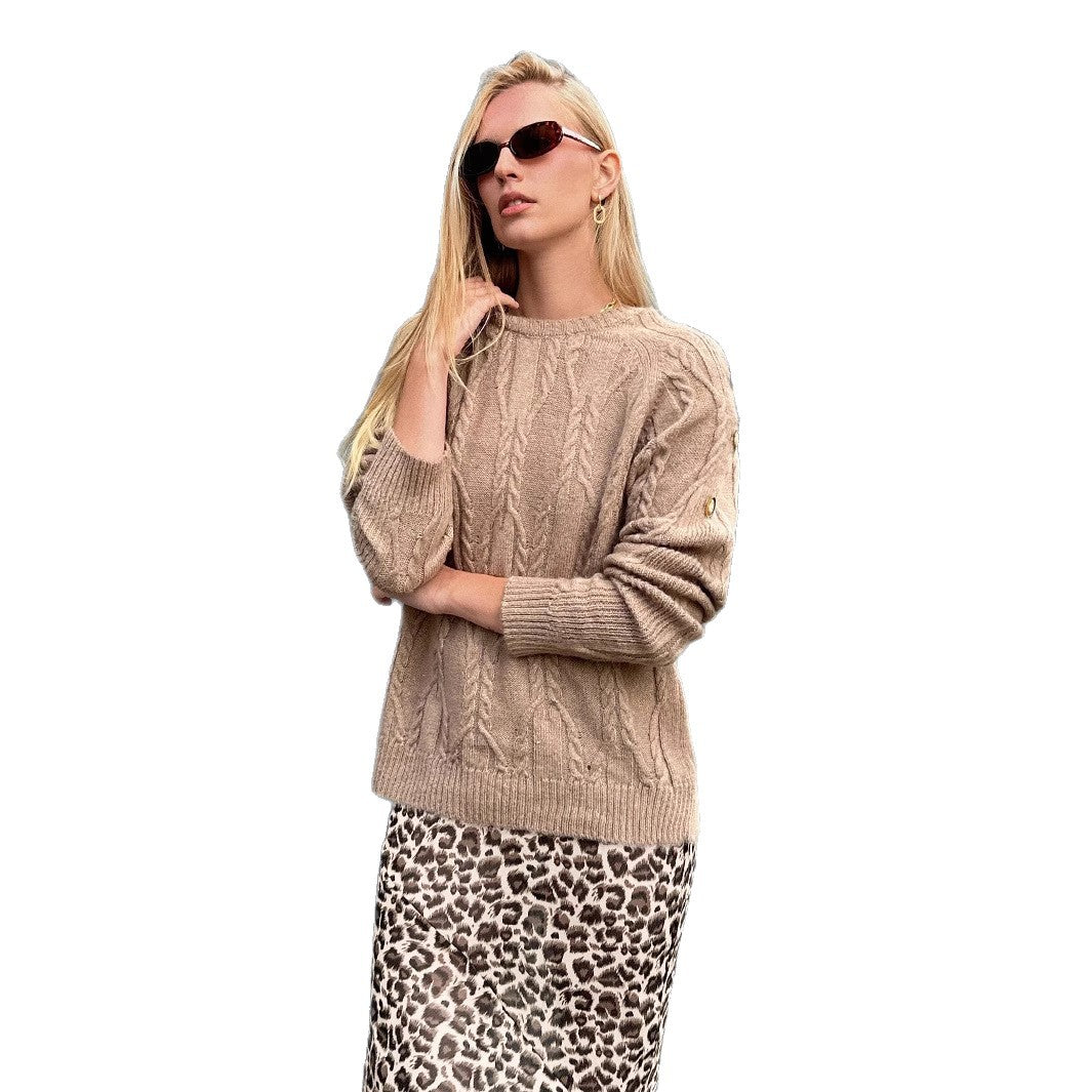 Damen Pullover mit Kabelstrickmuster und lässigem Schnitt R&B