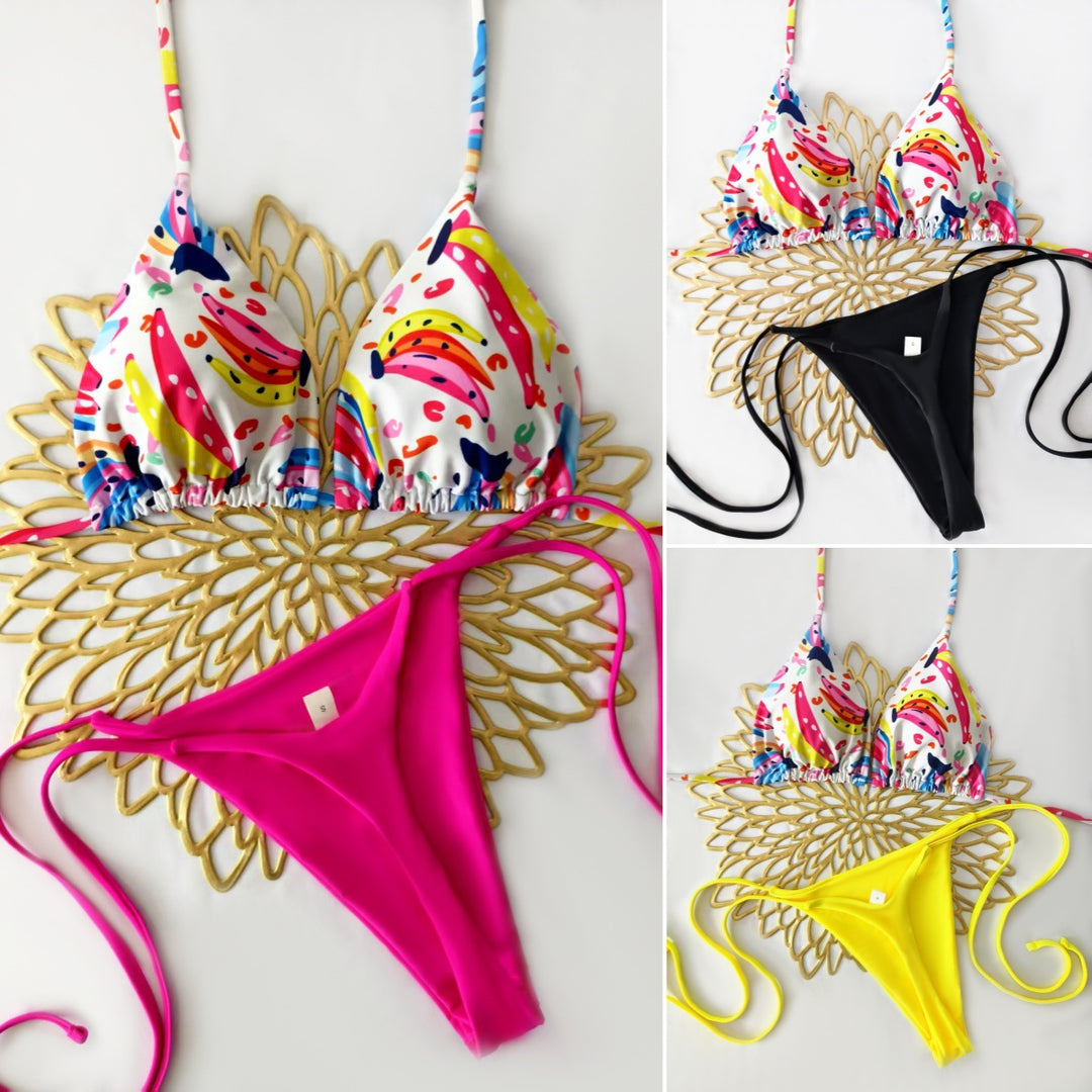 Damen Bikini-Set mit trendigem Animal-Print und modischem Schleifen-Detail R&B