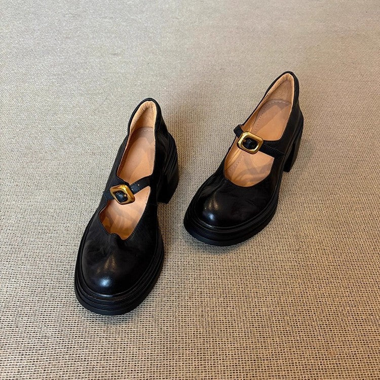 Damen elegante Ballerina-Pumps mit verstellbarem Riemchen und stabiler Absatzhöhe R&B