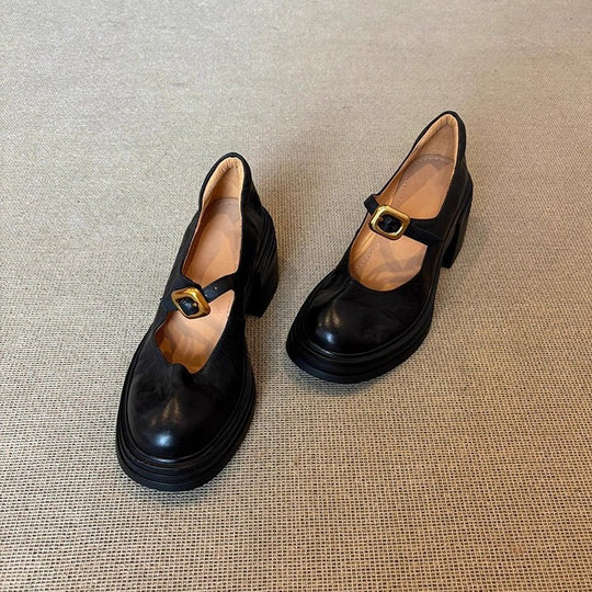 Damen elegante Ballerina-Pumps mit verstellbarem Riemchen und stabiler Absatzhöhe R&B