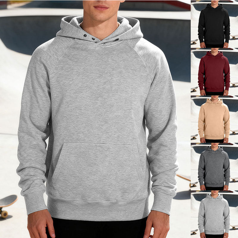 Herren nan Sweatstoff Kapuzenpullover mit Raglanärmeln, Kängurutasche und verstärktem Saum R&B