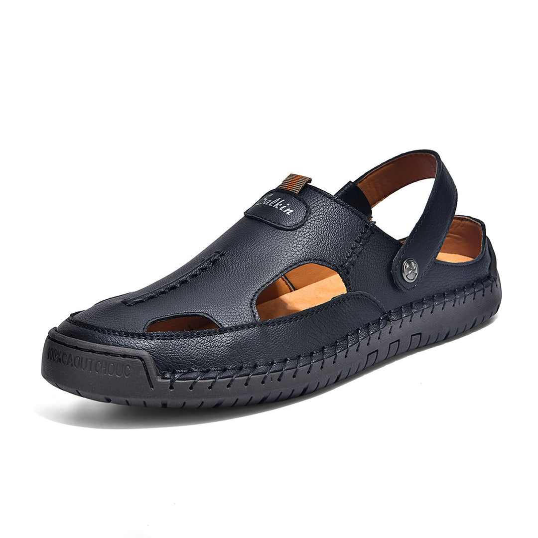 Herren luftige Leder-Sandalen mit verstellbarem Riemen R&B