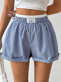 Damen lässige Vichy-Karo Shorts mit elastischem Bund R&B