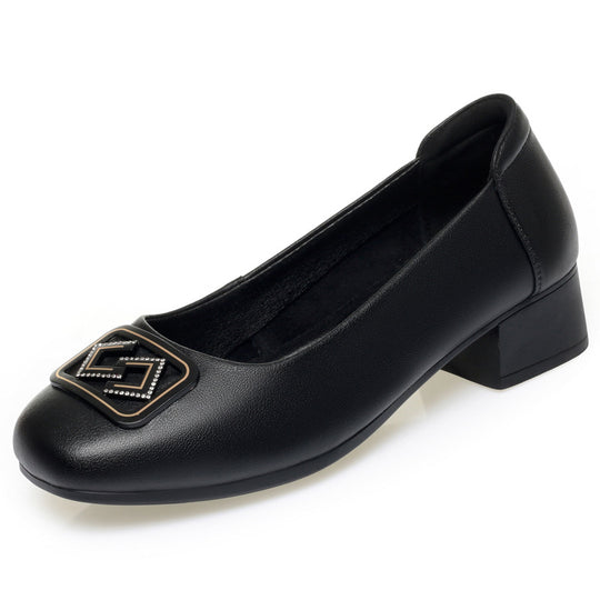 Damen Elegante Ballerinas mit modischem Schmuckdetail und bequemem Blockabsatz R&B