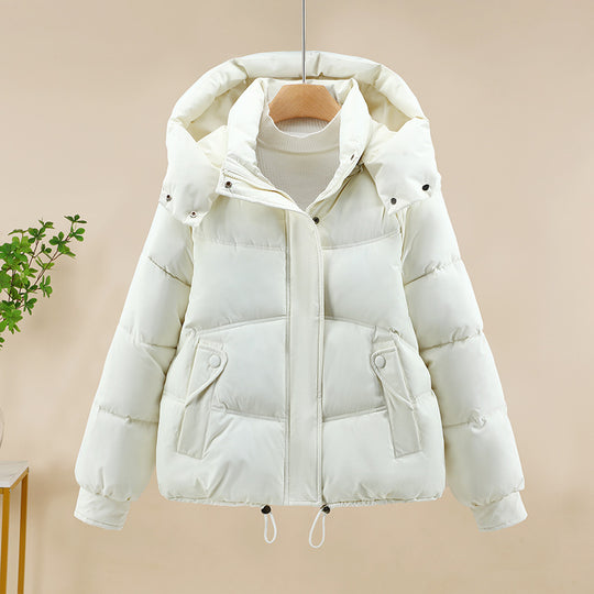 Damen moderne Pufferjacke mit abnehmbarer Kapuze und praktischen Taschen R&B