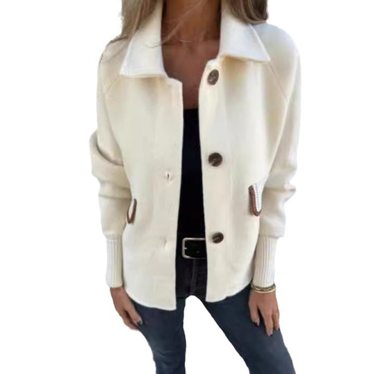 Damen gemütliche Cardigan-Jacke mit Knöpfen R&B