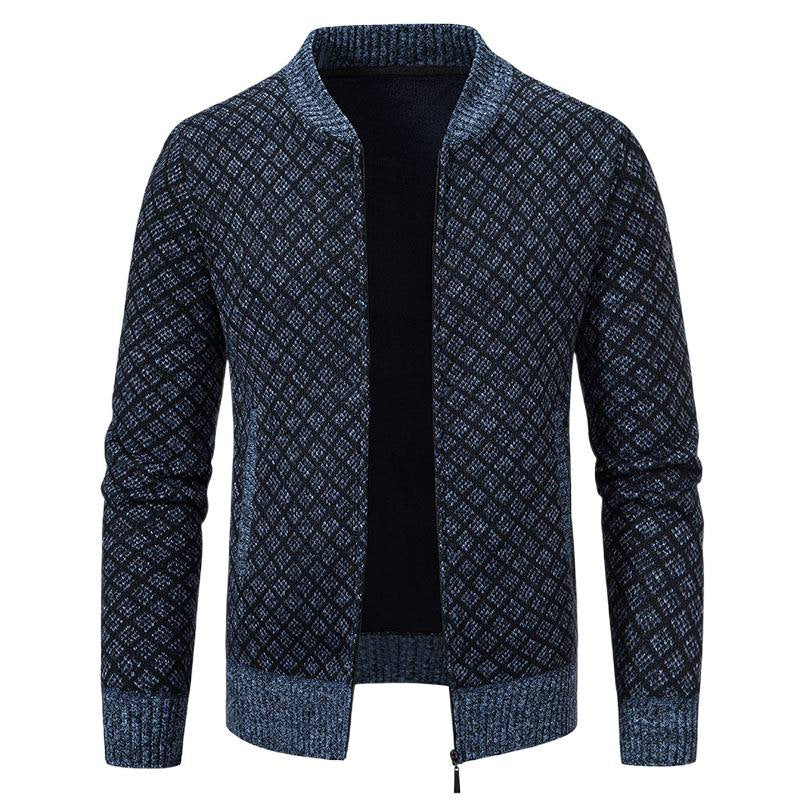Herren Strickjacke mit modernem Zippverschluss und strukturiertem Design R&B