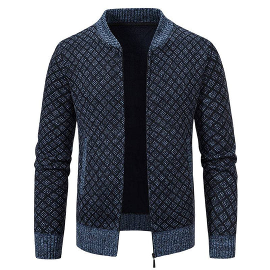 Herren Strickjacke mit modernem Zippverschluss und strukturiertem Design R&B