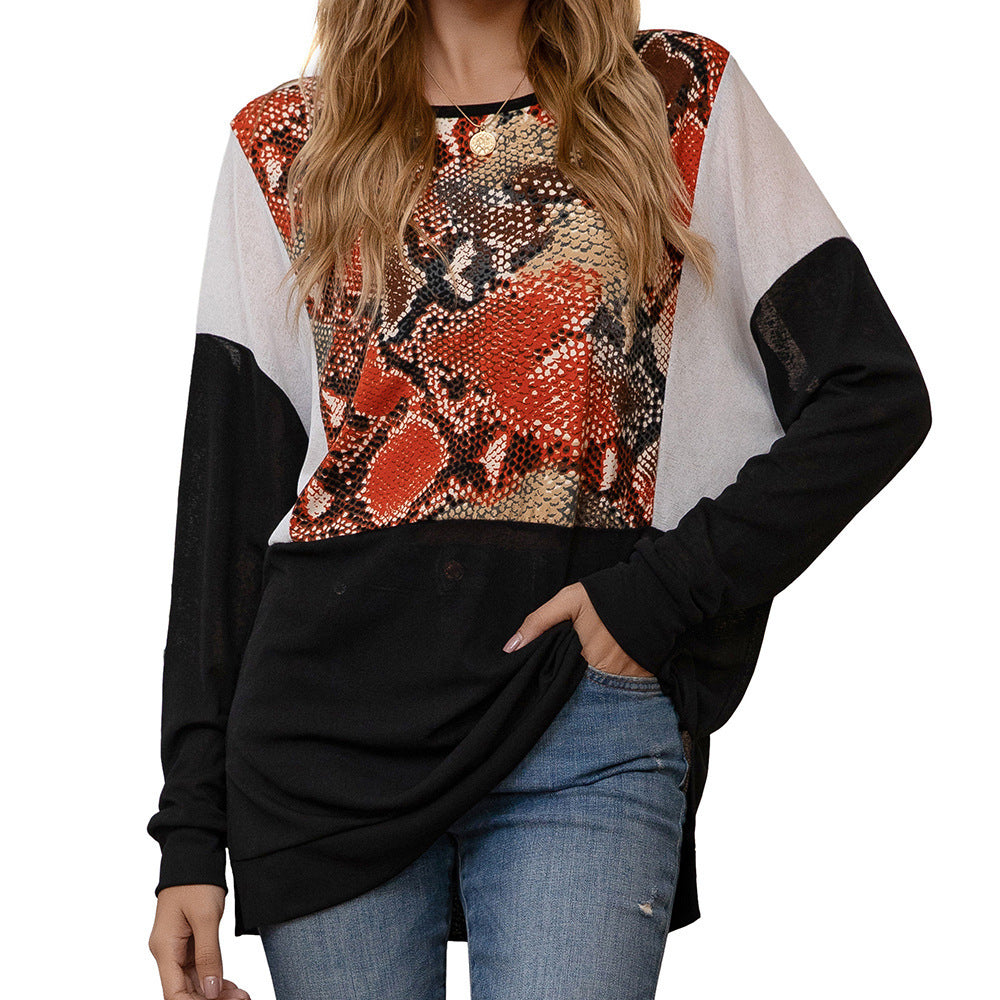 Damen modisches Langarmshirt mit tierischem Motiv und schicken Design R&B