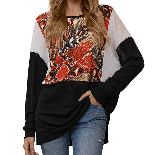 Damen modisches Langarmshirt mit tierischem Motiv und schicken Design R&B