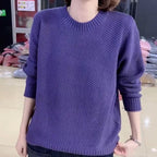 Damen lässiger Strickpullover mit strukturierter Oberfläche und weitem Schnitt R&B