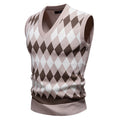 Herren ärmellose Strickweste mit Rauten-Muster R&B