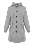 Damen nan leichter Regenparka mit Kapuze, überlanger Knopfleiste, Tunnelzug und aufgesetzten Taschen R&B