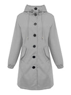Damen nan leichter Regenparka mit Kapuze, überlanger Knopfleiste, Tunnelzug und aufgesetzten Taschen R&B