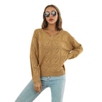 Damen Strickpullover mit Herzmuster und V-Ausschnitt R&B