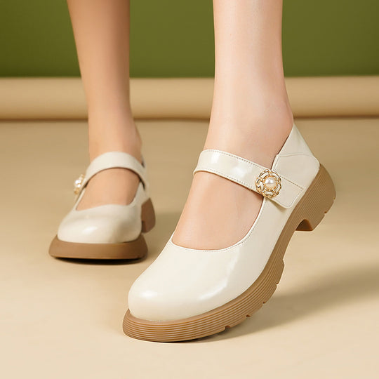 Damen elegante Mary Jane Ballerinas mit Schmuckdetail und rutschfester Sohle R&B