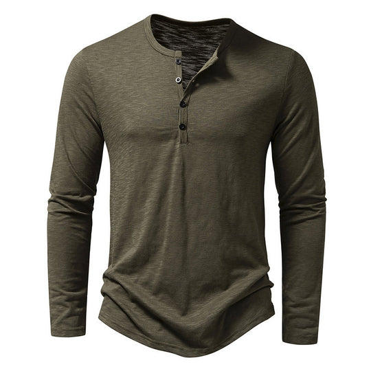 Herren Langarm-Henley-Shirt aus hochwertiger Baumwolle mit modernem Schnitt R&B