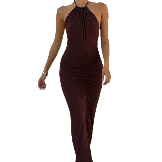 Damen Elegantes Wickelkleid mit schmalem Halterneck und raffinierten Rüschendetails R&B