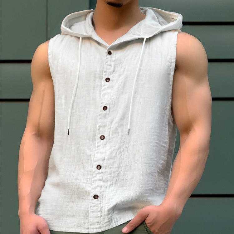 Herren Ärmelloses Kapuzenhemd aus leichtem Stoff R&B