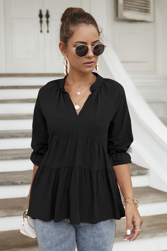 Damen lässige Tunika mit voluminösen Rüschen R&B
