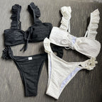 Damen Triangel-Bikini mit Rüschendetails und verspieltem BindR&Band R&B