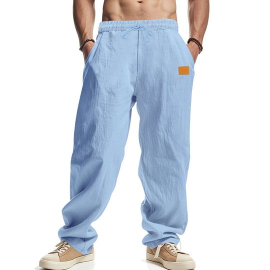 Herren lässige Leinenhose mit elastischem Bund und großzügigen Seitentaschen R&B