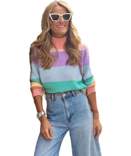 Damen modischer Strickpullover mit Farbverlauf R&B